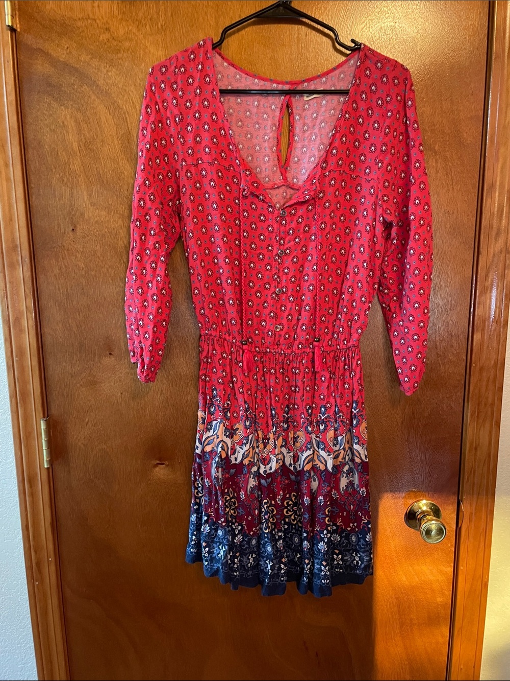 Hollister Pink Printed Mini Dress with Multicolor Hem